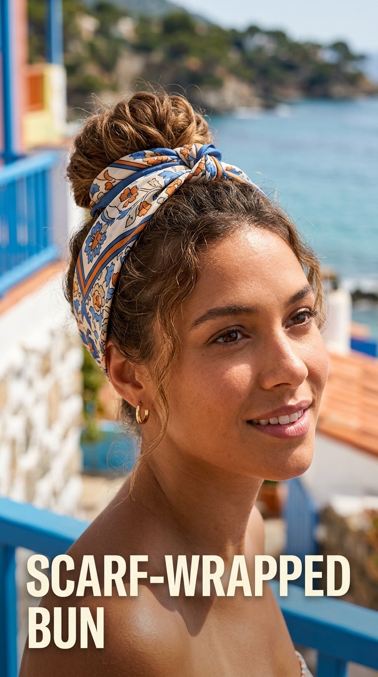 Scarf-Wrapped Bun