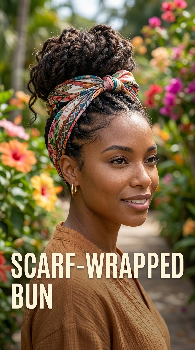 Scarf-Wrapped Bun