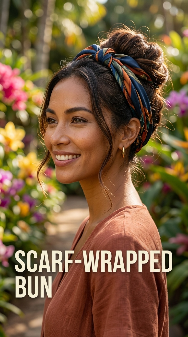 Scarf-Wrapped Bun