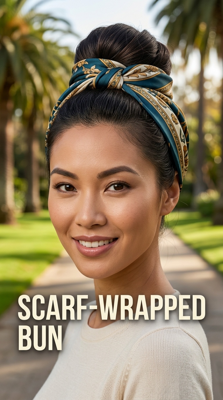 Scarf-Wrapped Bun