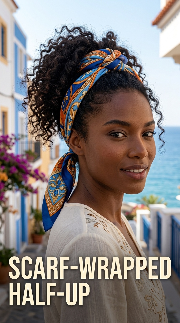 Scarf-Wrapped Half-Up