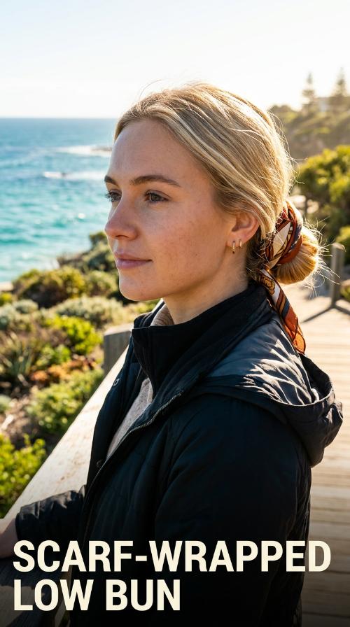 Scarf-Wrapped Low Bun