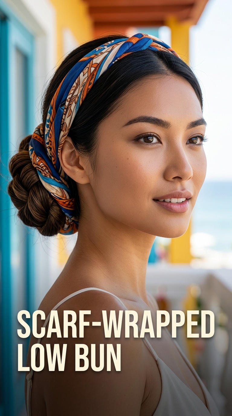Scarf-Wrapped Low Bun