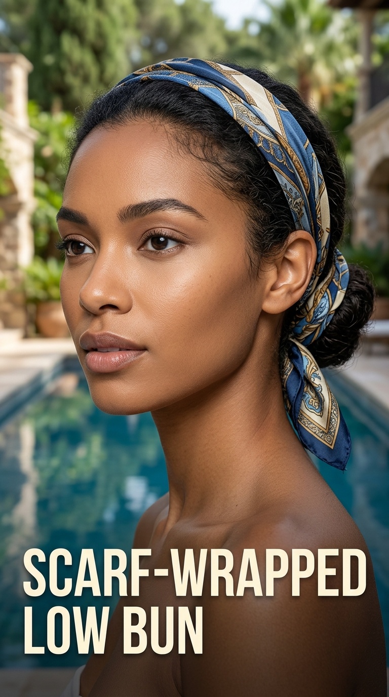 Scarf-Wrapped Low Bun