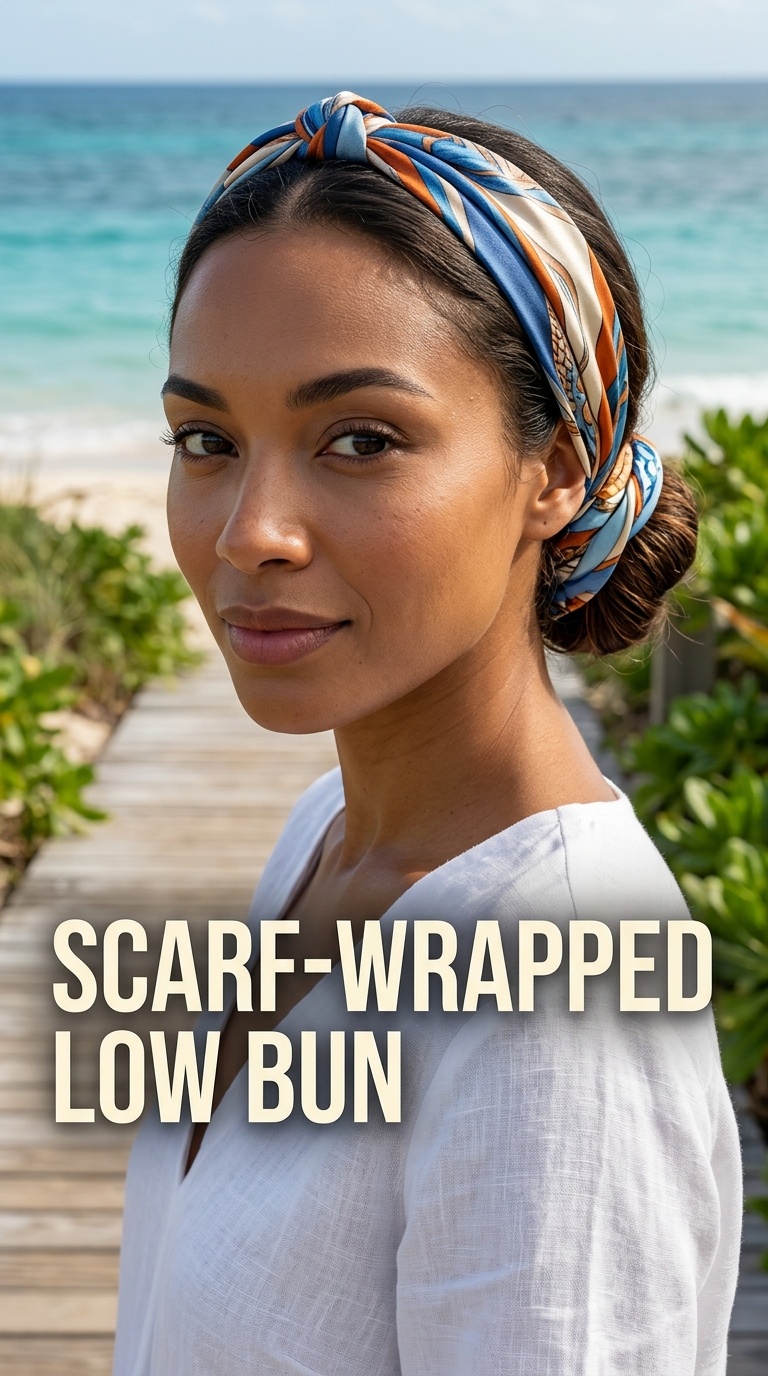 Scarf-Wrapped Low Bun