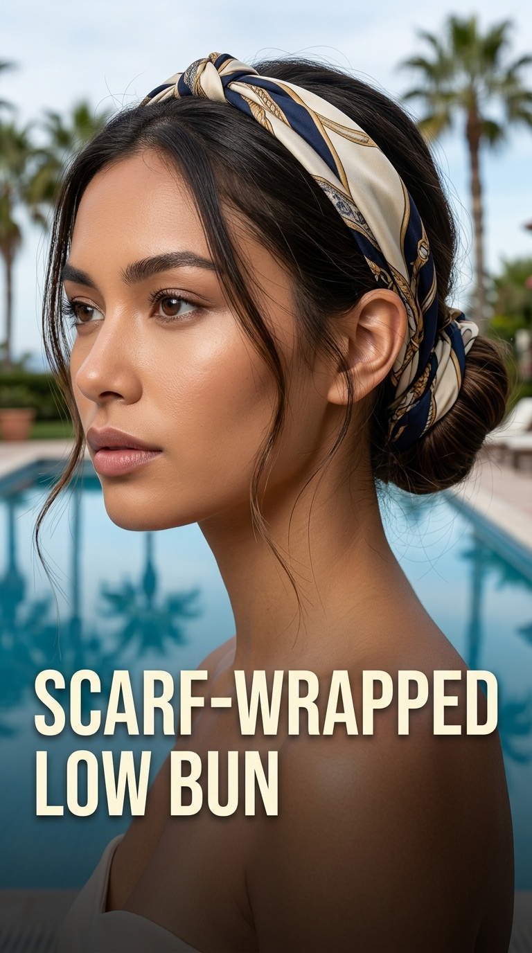 Scarf-Wrapped Low Bun