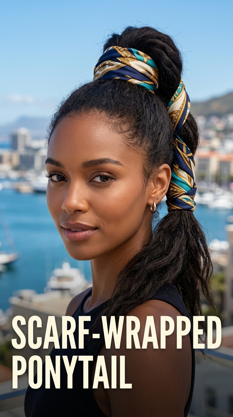 Scarf-Wrapped Ponytail