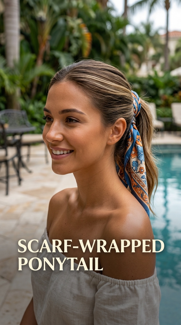 Scarf-Wrapped Ponytail