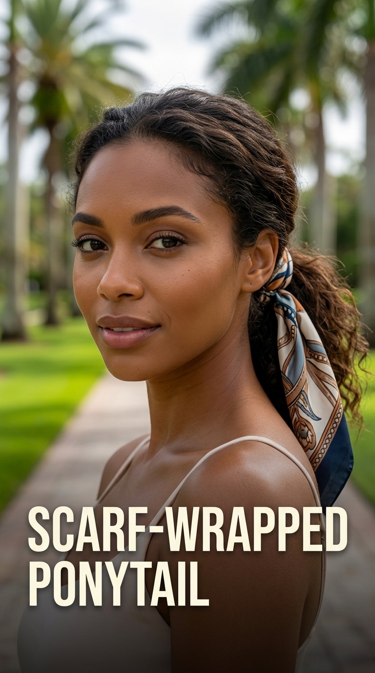 Scarf-Wrapped Ponytail