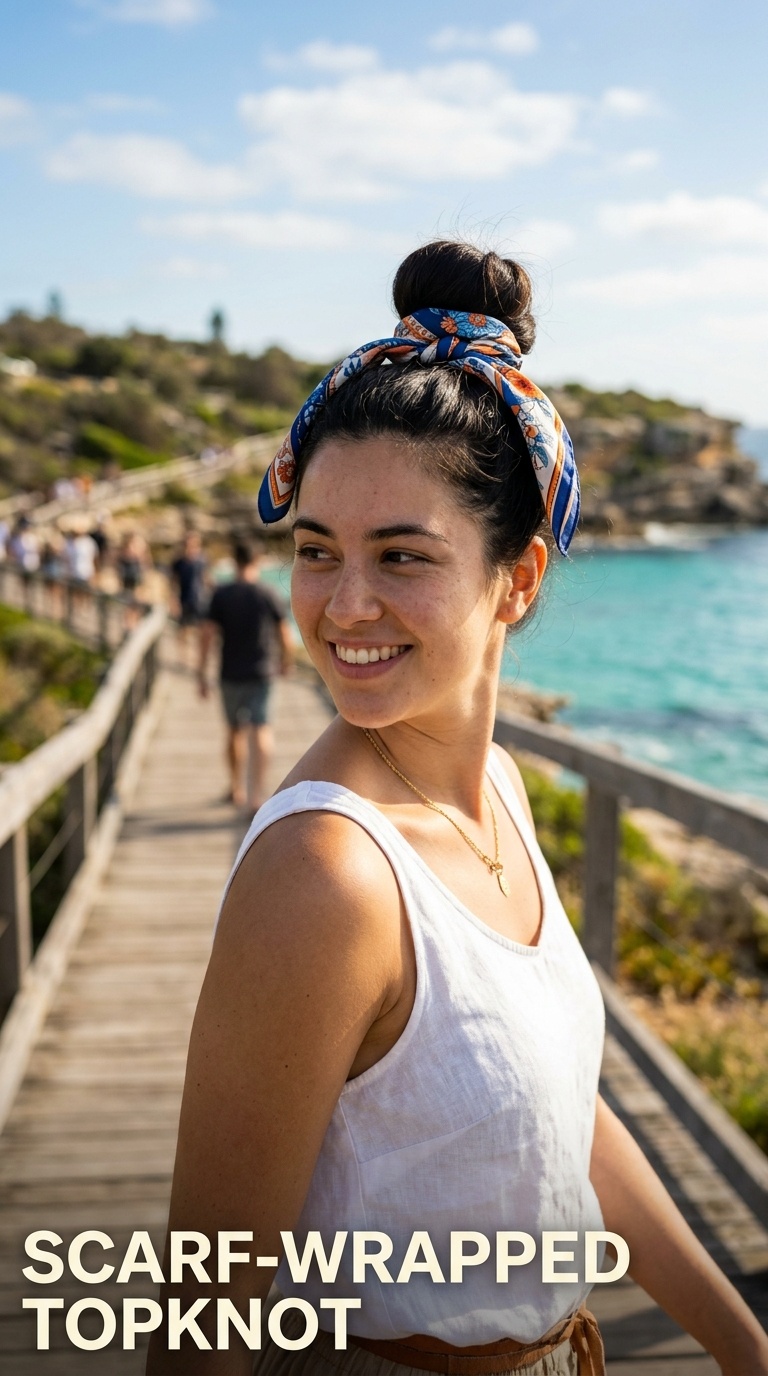 Scarf-Wrapped Topknot