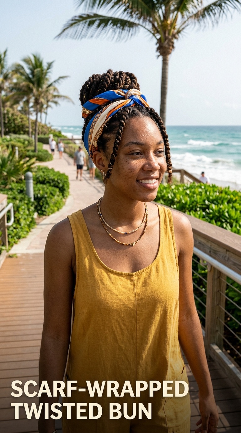 Scarf-Wrapped Twisted Bun