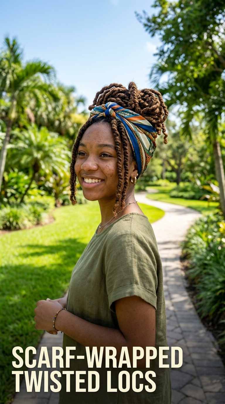 Scarf-Wrapped Twisted Locs