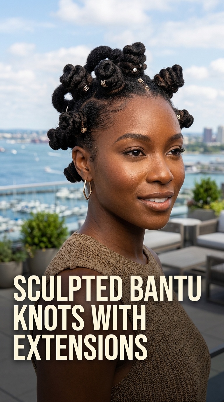 Sculpted Bantu Knots with Extensions