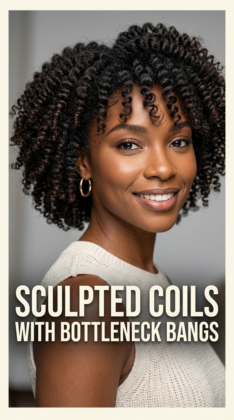 Sculpted Coils with Bottleneck Bangs
