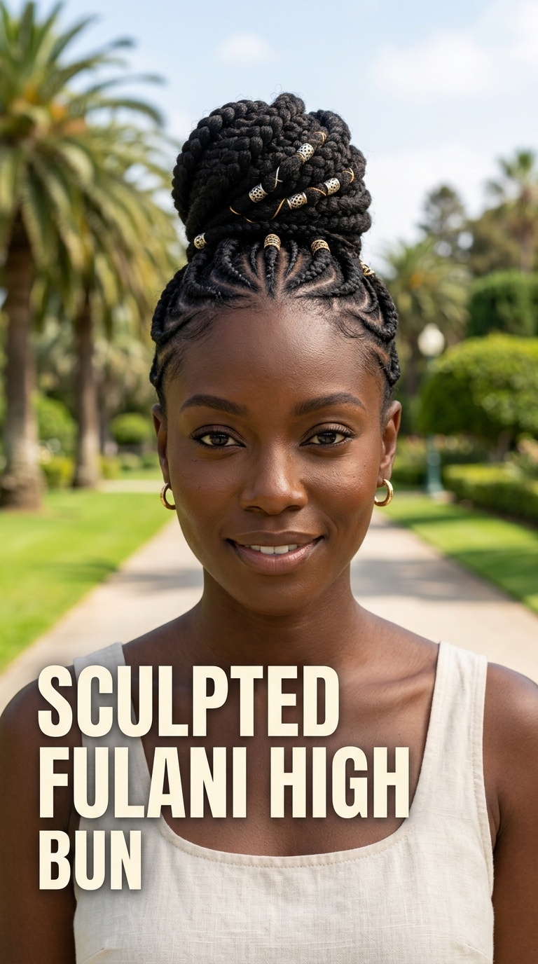 Sculpted Fulani High Bun