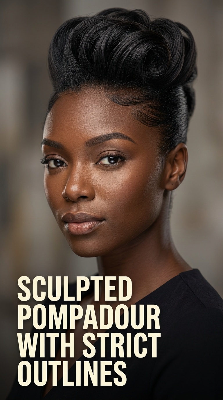 Sculpted Pompadour with Strict Outlines