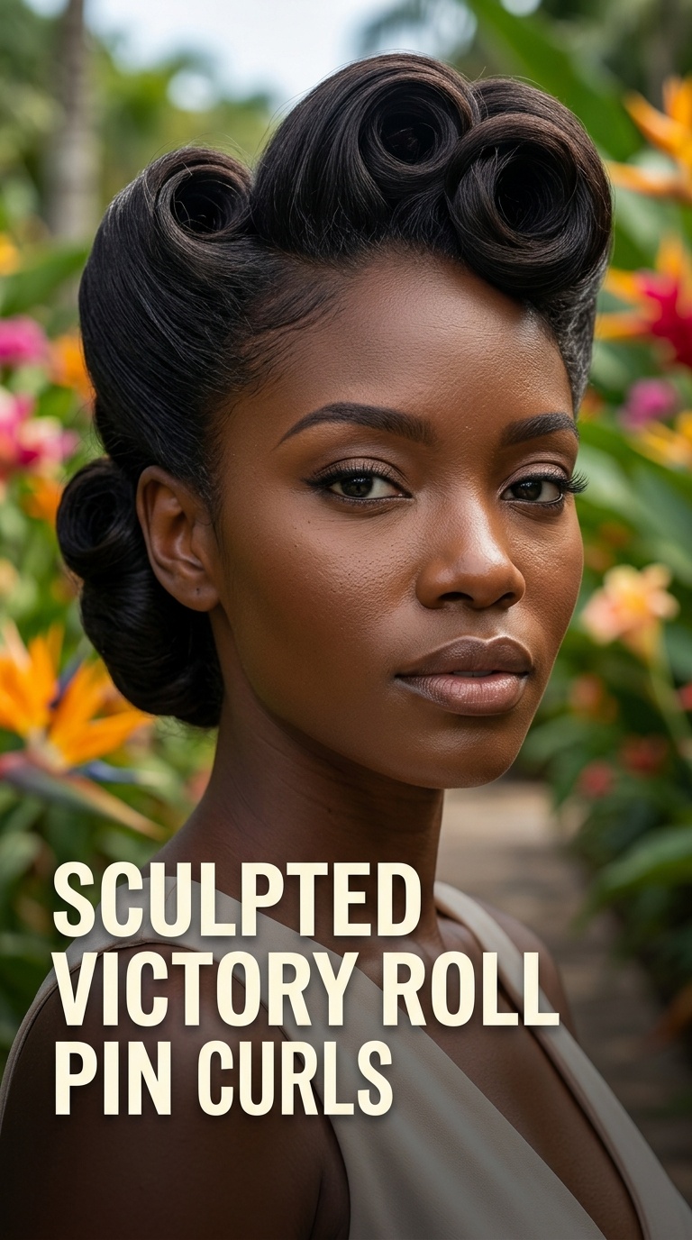 Sculpted Victory Roll Pin Curls