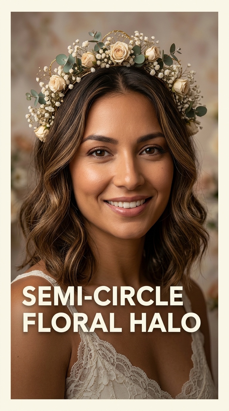Semi-Circle Floral Halo