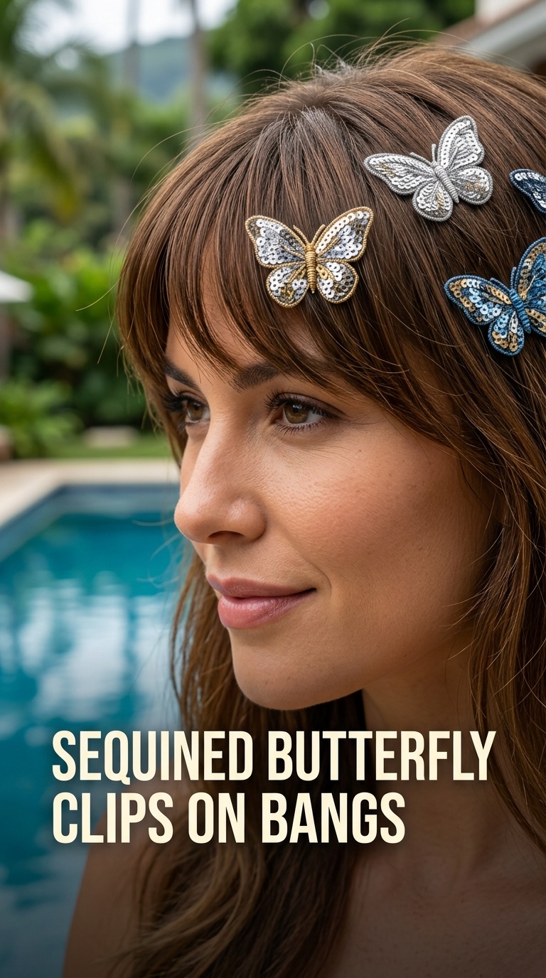 Sequined Butterfly Clips on Bangs
