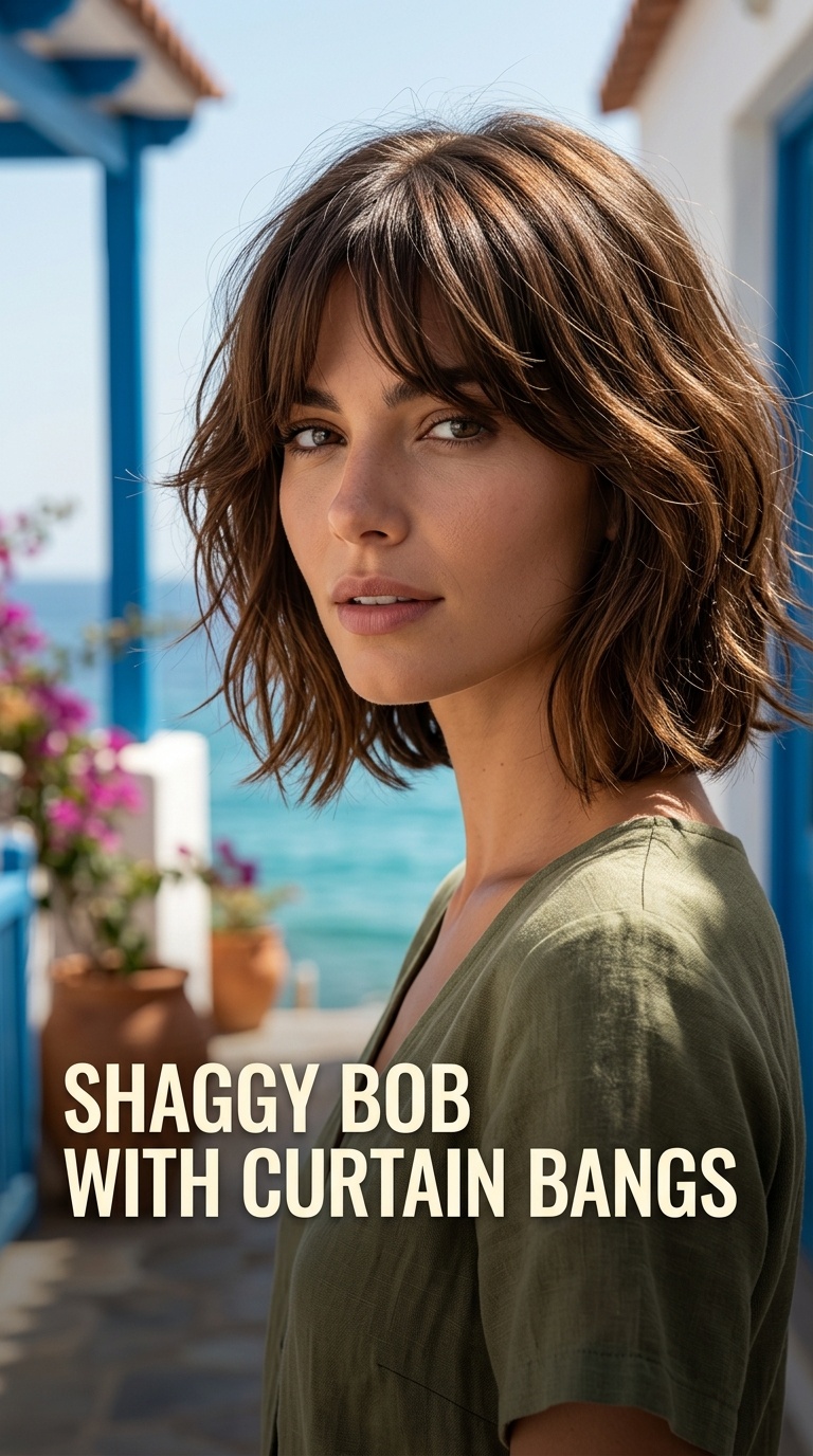 Shaggy Bob with Curtain Bangs