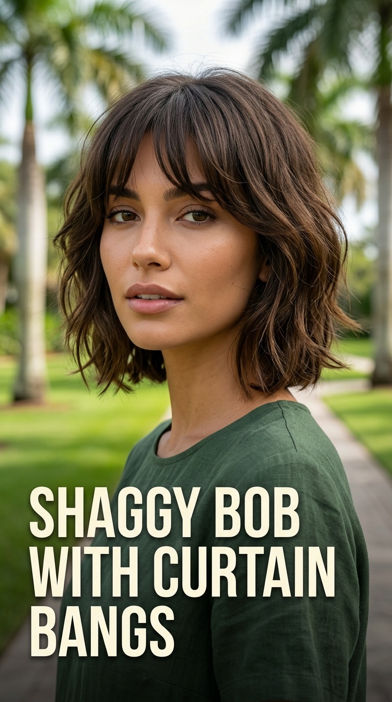 Shaggy Bob with Curtain Bangs
