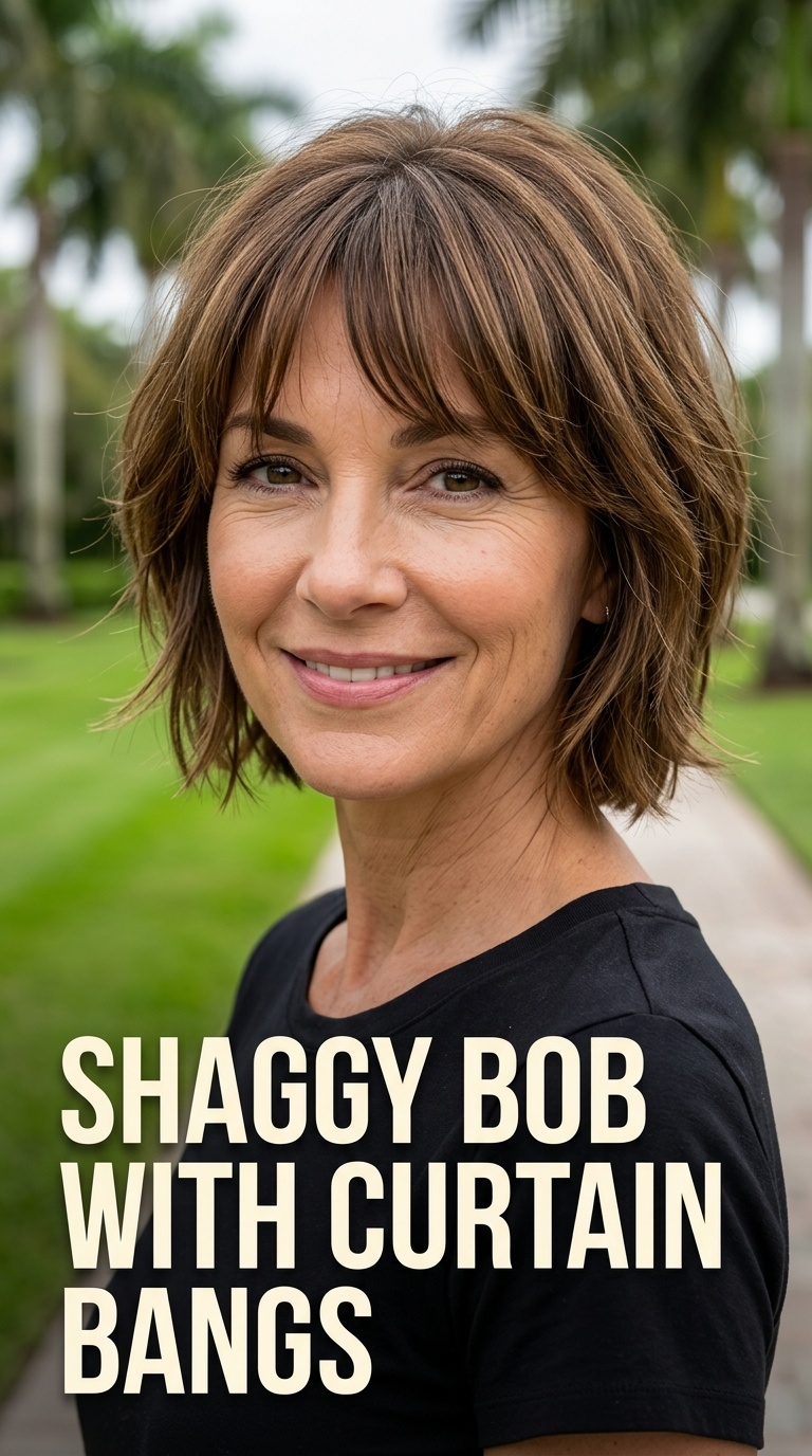 Shaggy Bob with Curtain Bangs