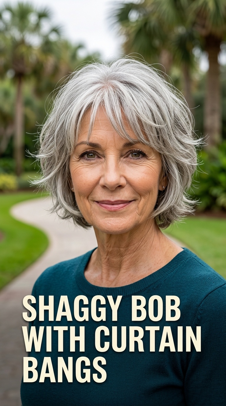 Shaggy Bob with Curtain Bangs
