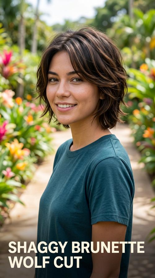 Shaggy Brunette Wolf Cut