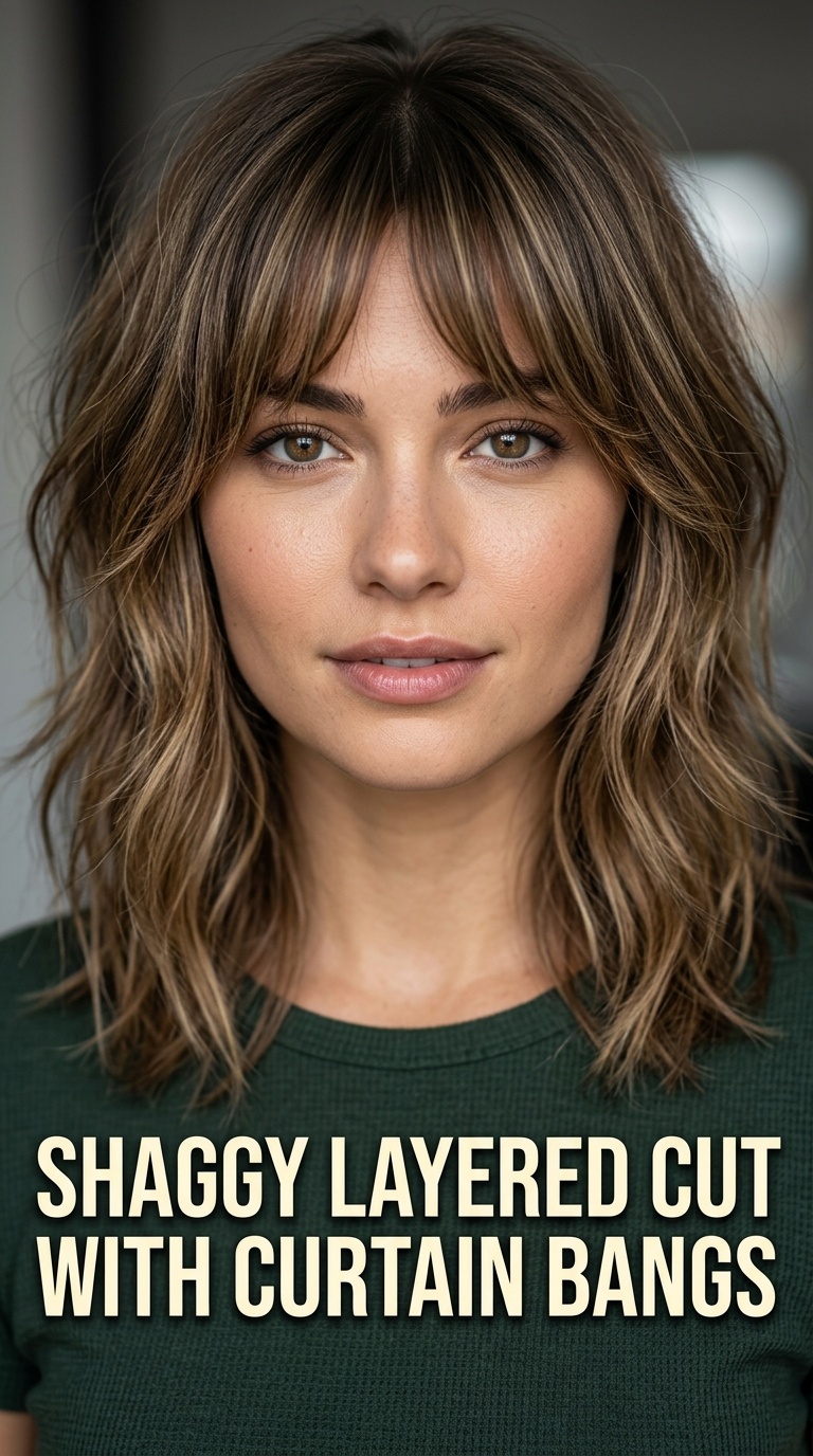 Shaggy Layered Cut with Curtain Bangs