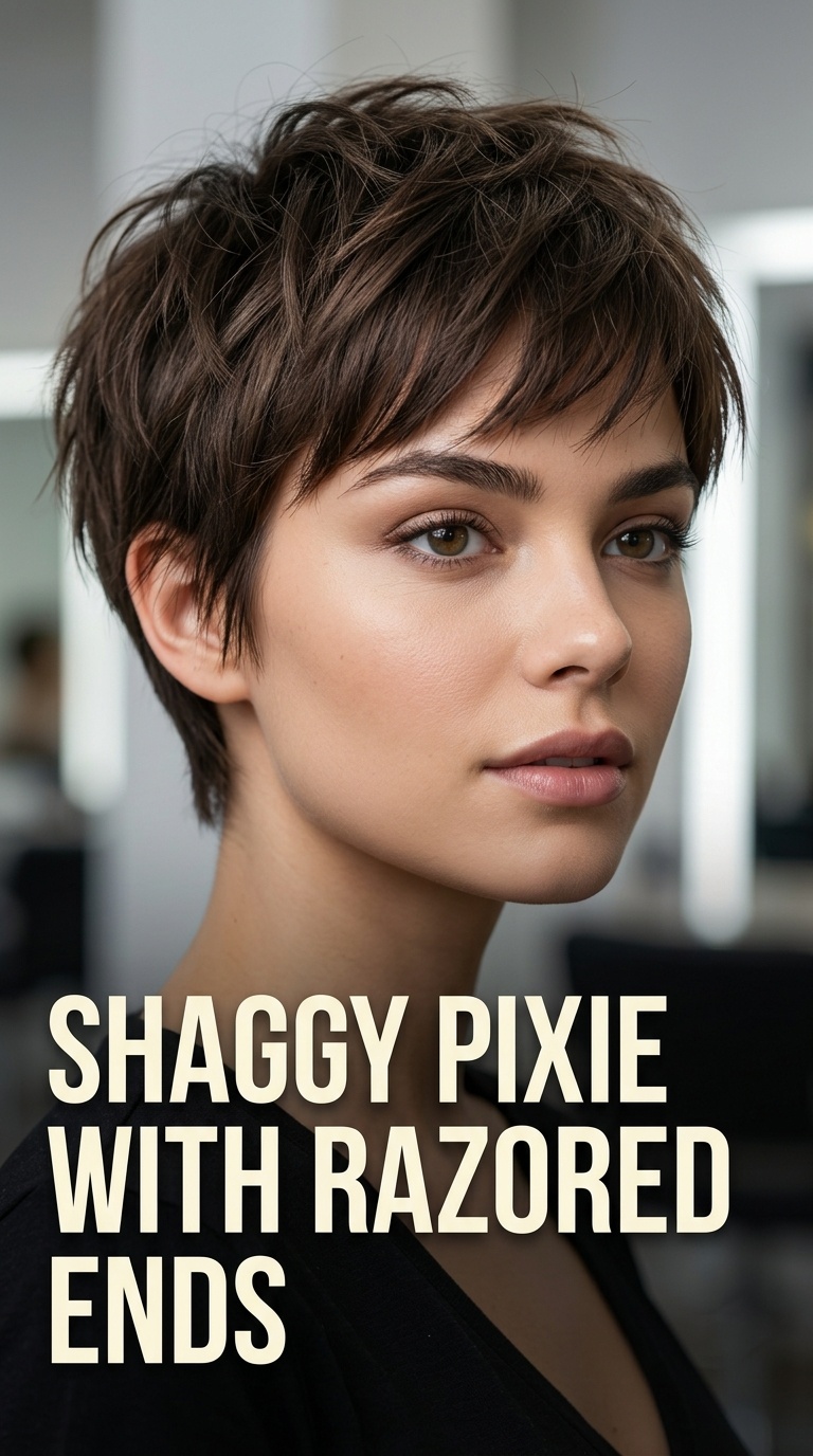 Shaggy Pixie with Razored Ends