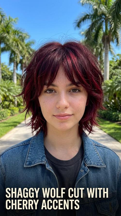 Shaggy Wolf Cut with Cherry Accents