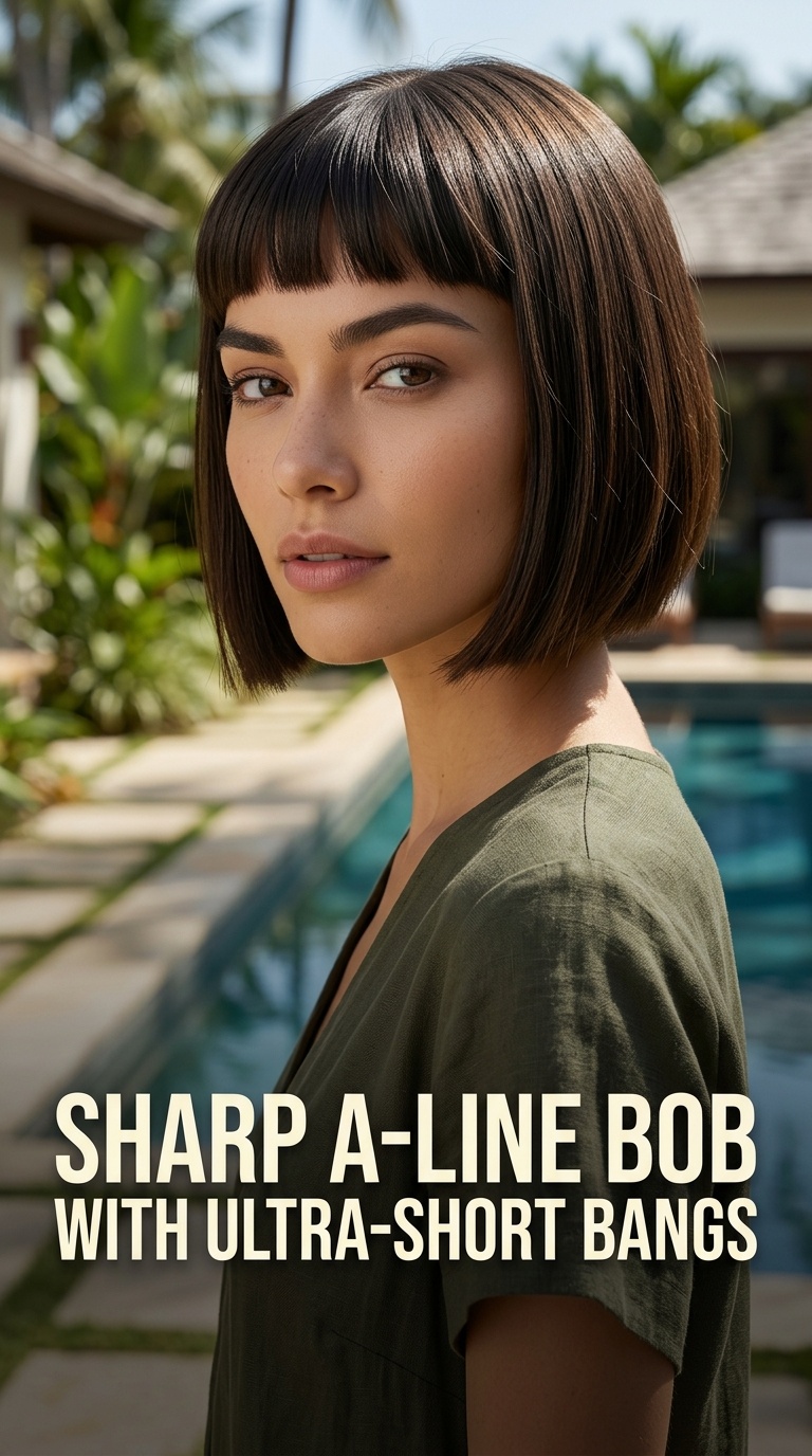 Sharp A-Line Bob with Ultra-Short Bangs