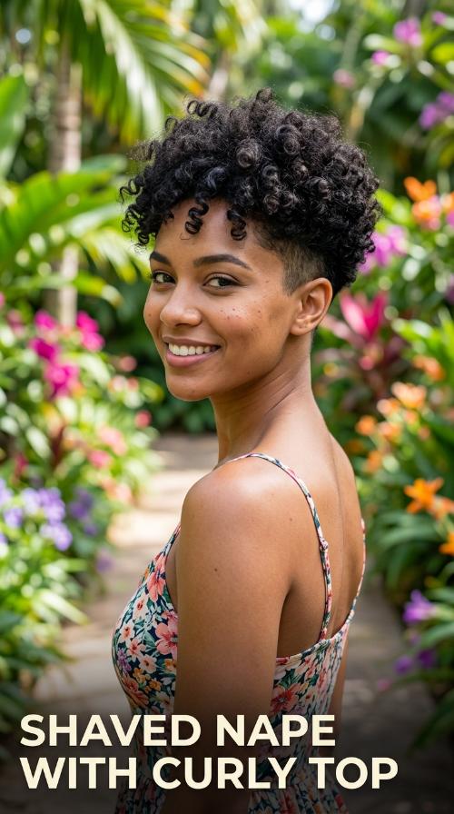 Shaved Nape with Curly Top