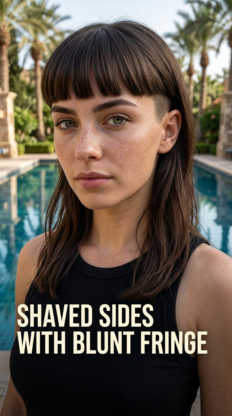 Shaved Sides with Blunt Fringe