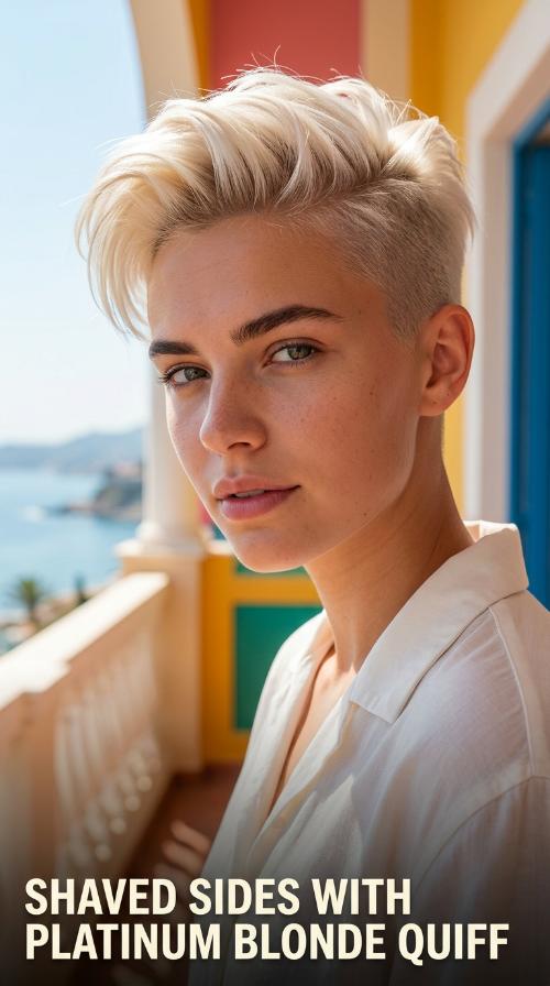 Shaved Sides with Platinum Blonde Quiff