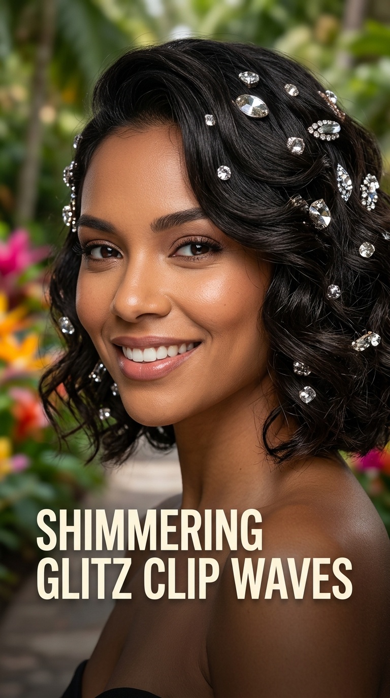 Shimmering Glitz Clip Waves