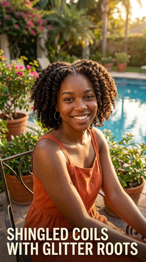Shingled Coils with Glitter Roots