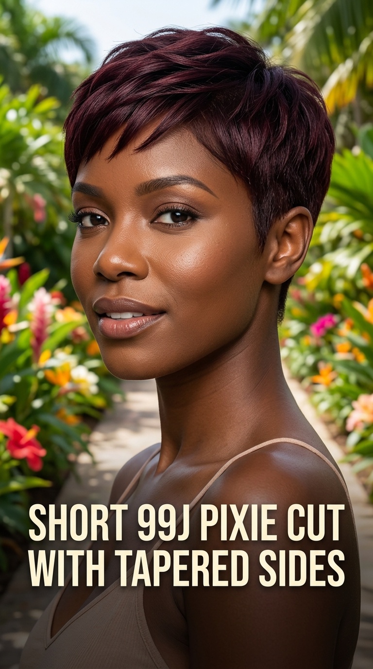 Short 99j Pixie Cut with Tapered Sides