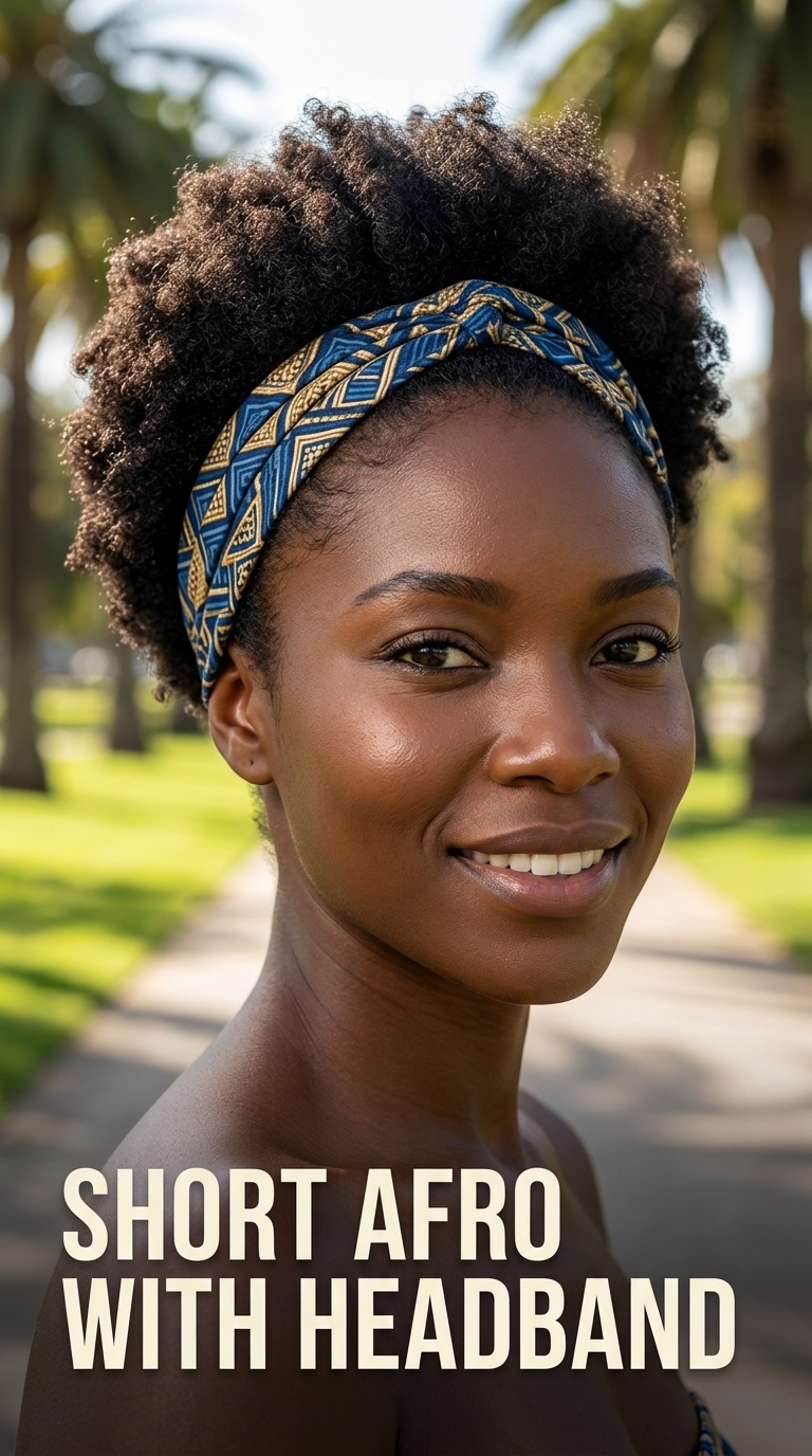 Short Afro with Headband