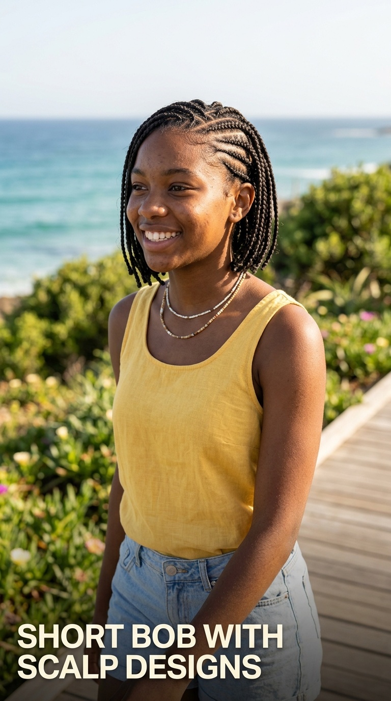 Short Bob with Scalp Designs
