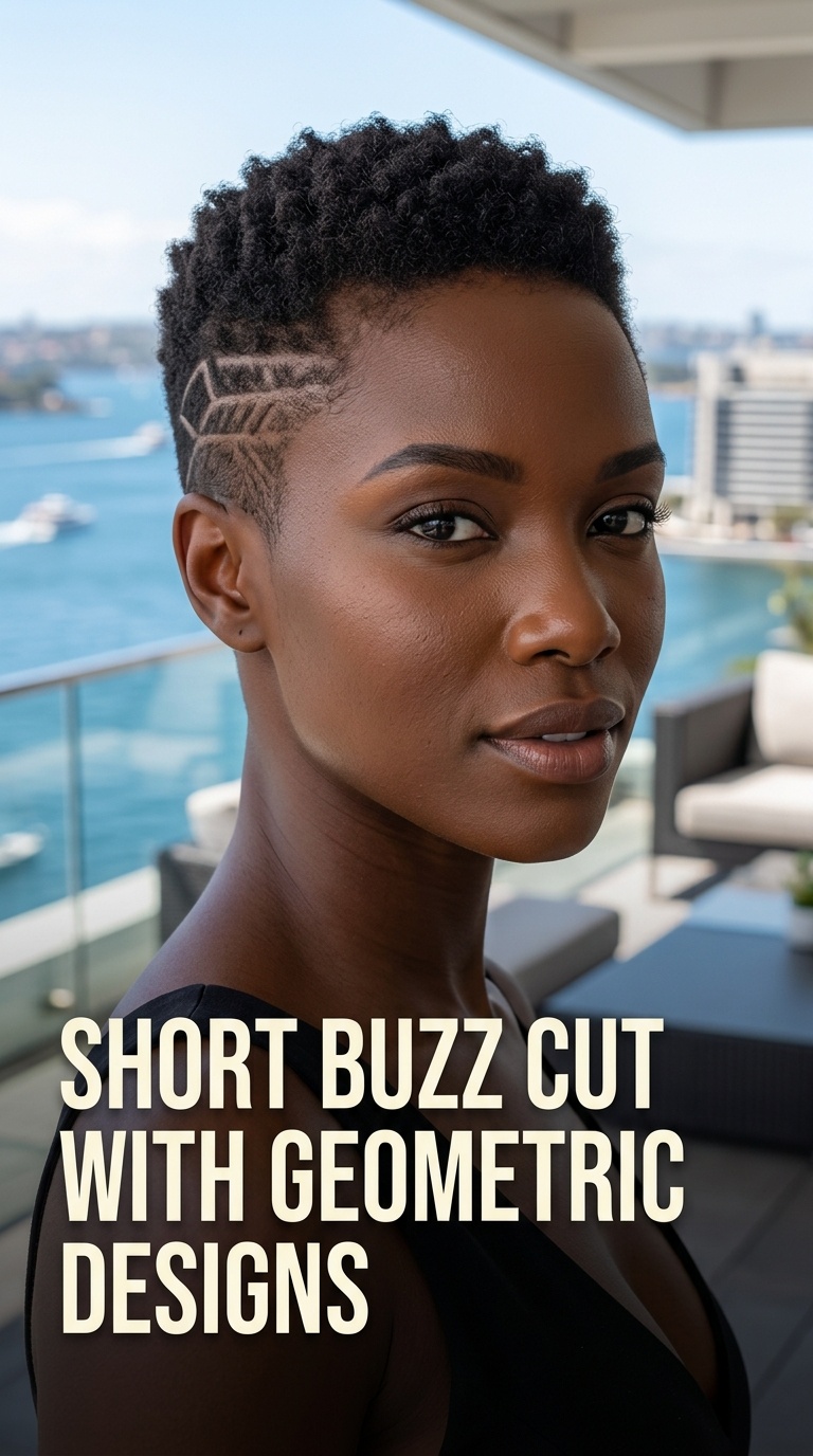 Short Buzz Cut with Geometric Designs