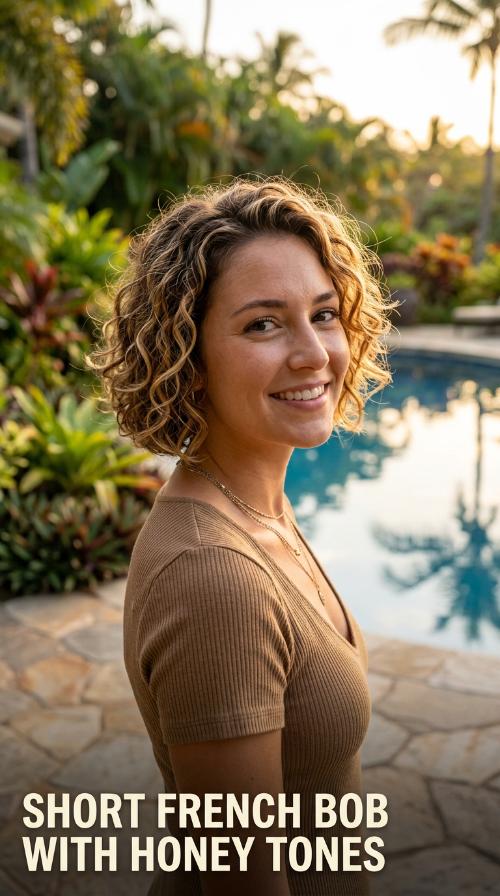 Short French Bob with Honey Tones