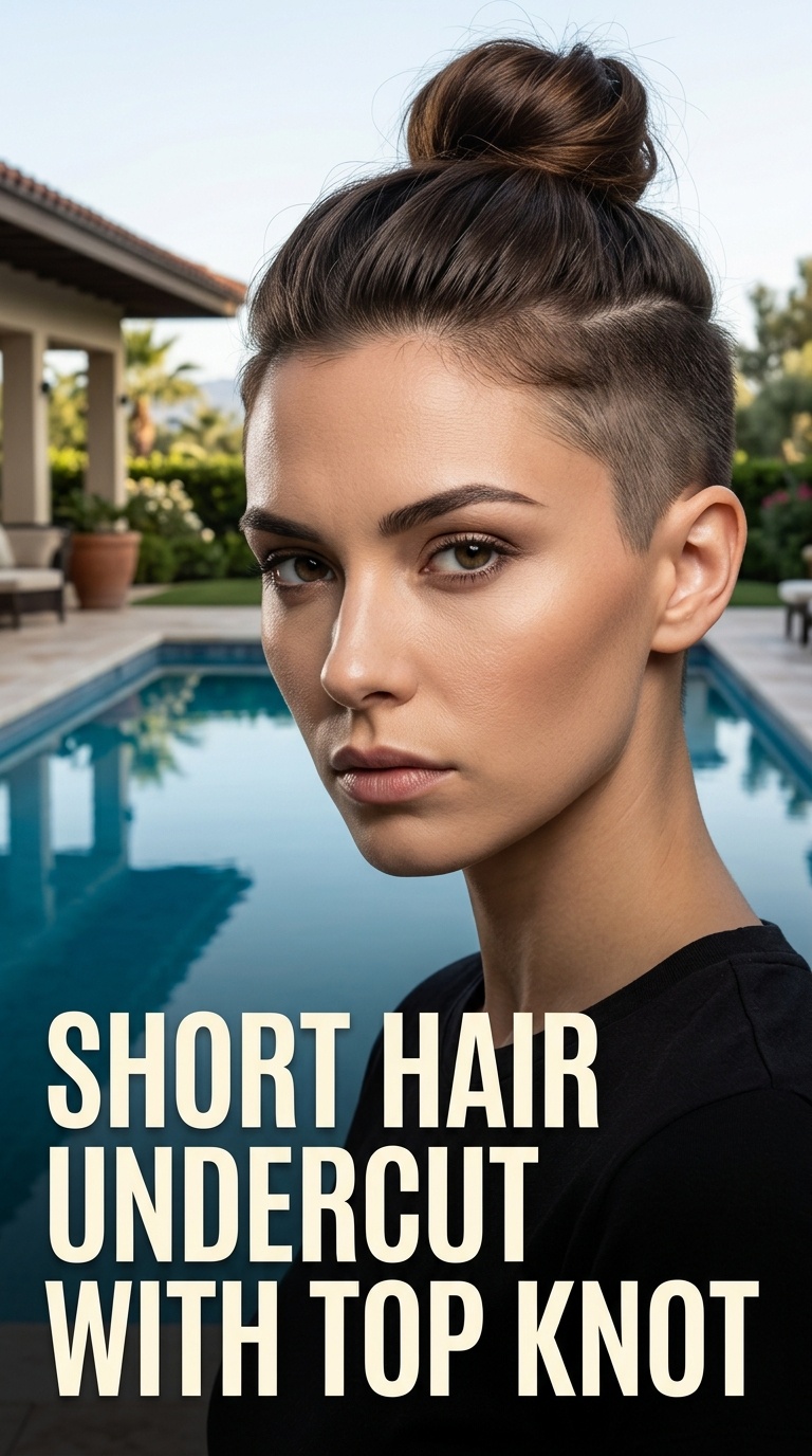Short Hair Undercut with Top Knot