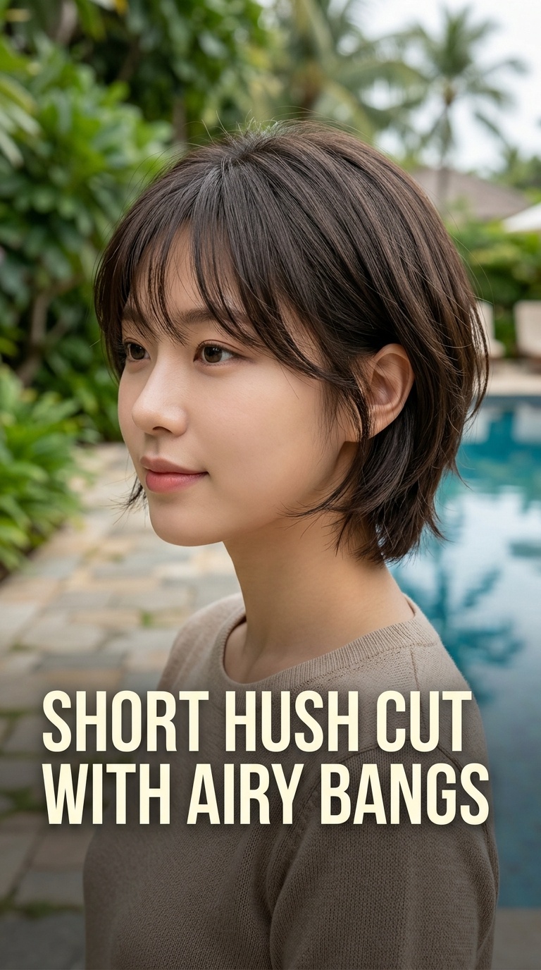 Short Hush Cut with Airy Bangs