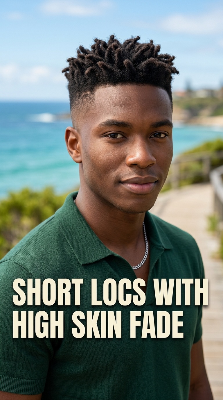 Short Locs with High Skin Fade