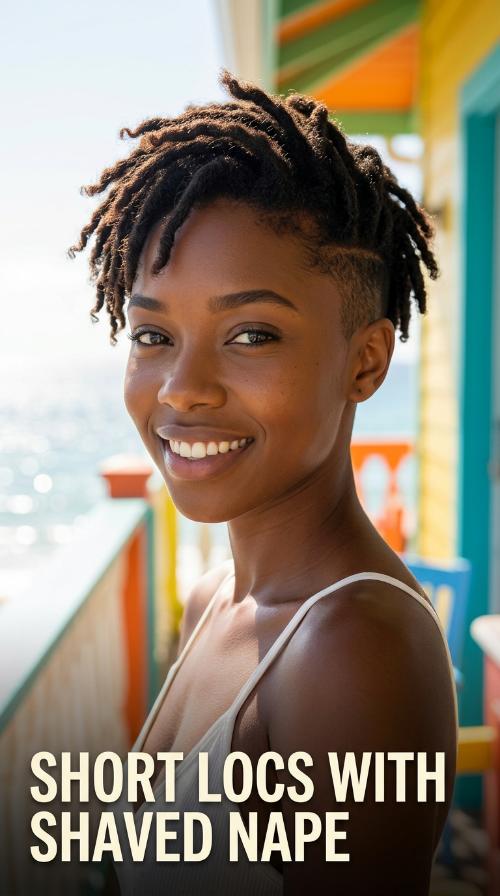 Short Locs with Shaved Nape