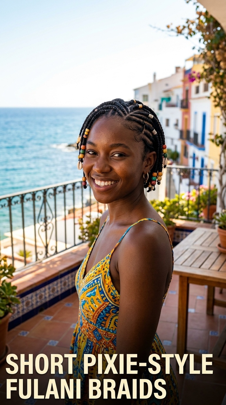 Short Pixie-Style Fulani Braids