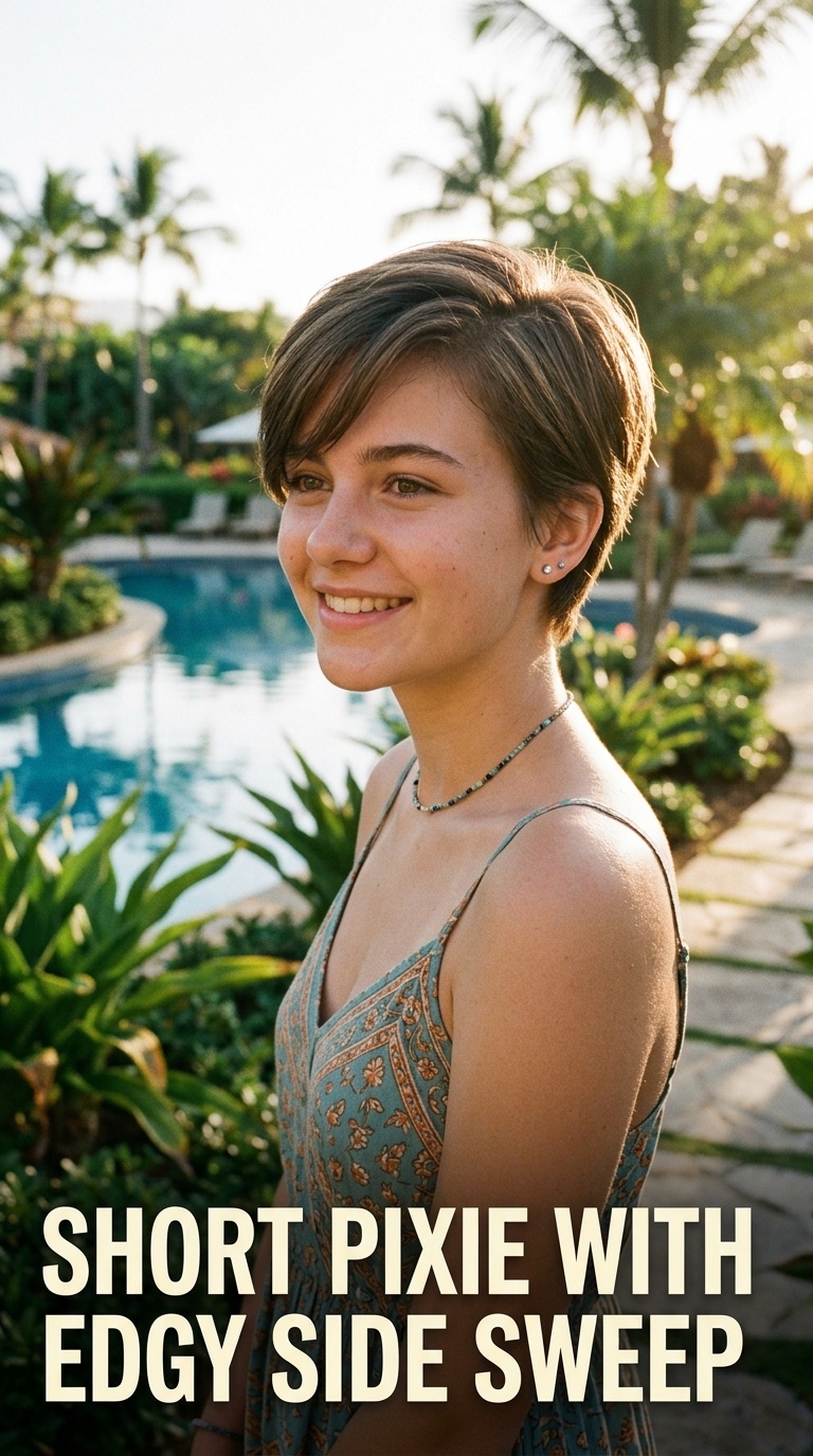 Short Pixie with Edgy Side Sweep