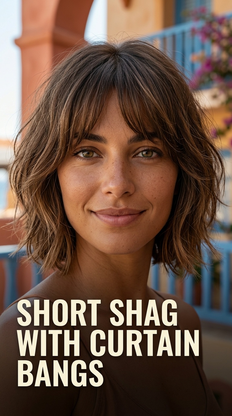 Short Shag with Curtain Bangs