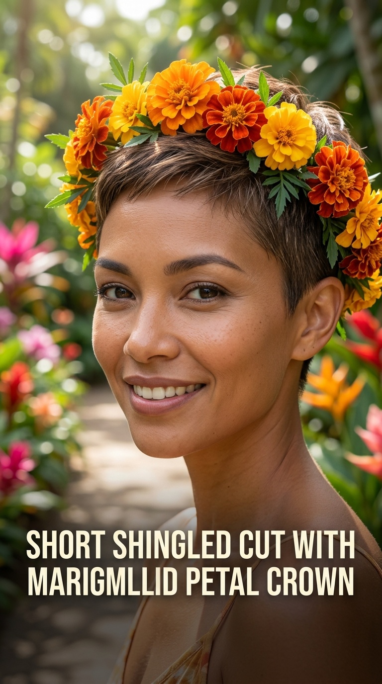 Short Shingled Cut with Marigold Petal Crown
